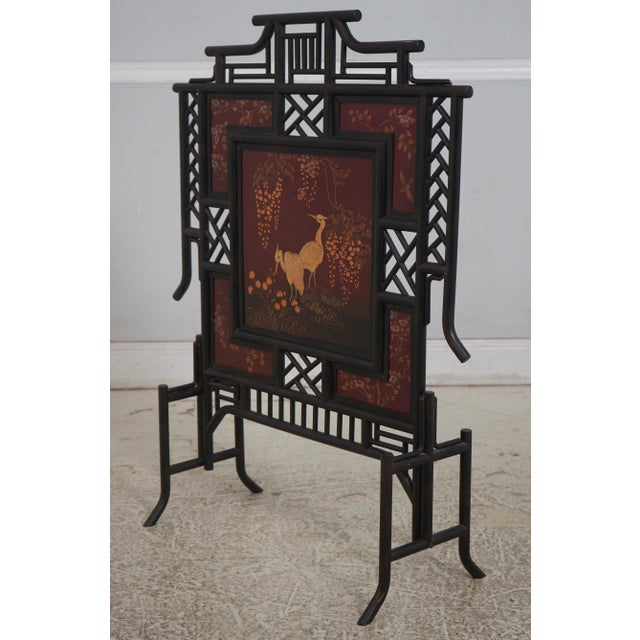 Age: Approx: 25 Years Old Details: Chinoiserie Decorated Panel Metal Bamboo Form Frame Un-Marked As To Manufacture -...