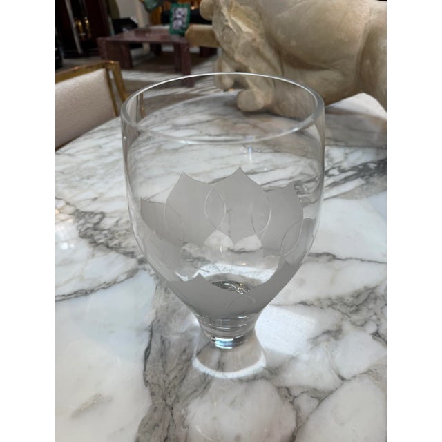 Vintage Etched Crystal Glass Vase For Sale - Image 4 of 8