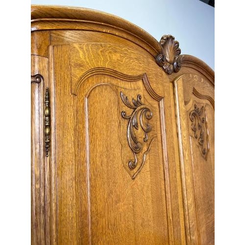 Vintage French Louis XVI Style Wardrobe in Carved Oak For Sale - Image 6 of 12