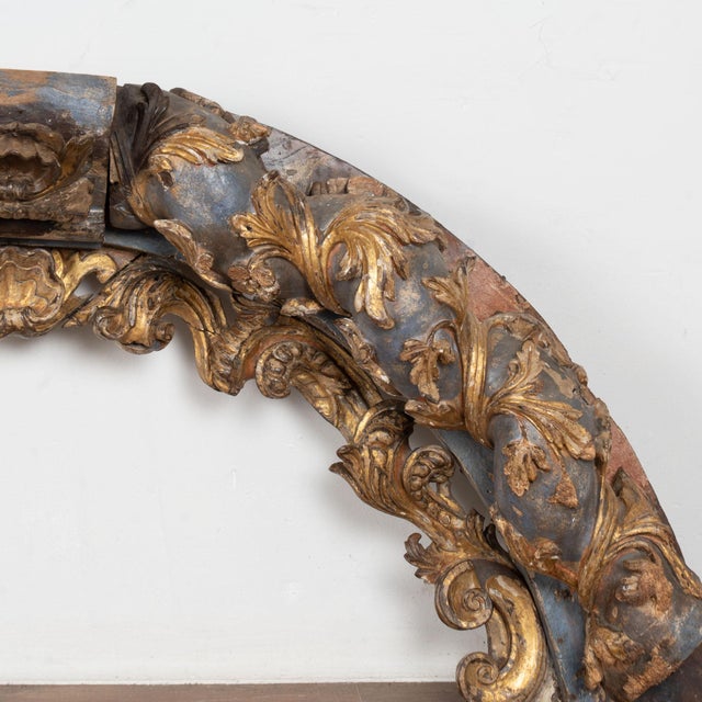 Gold Late 18th Century Original Gilt and Painted Architectural Arch Fragment, Portugal For Sale - Image 8 of 11