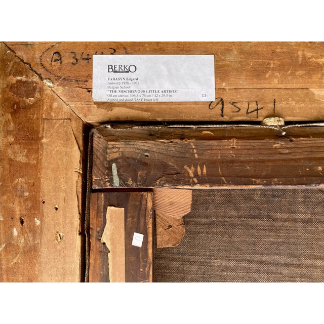 Edgard Farasyn, The Mischievous Little Artists, 1881, Oil on Canvas For Sale - Image 10 of 12