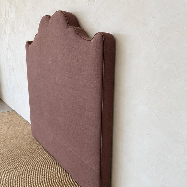 Traditional Louisa Queen Size Headboard by Bloom Home, Dark Brick Linen Design For Sale - Image 3 of 11
