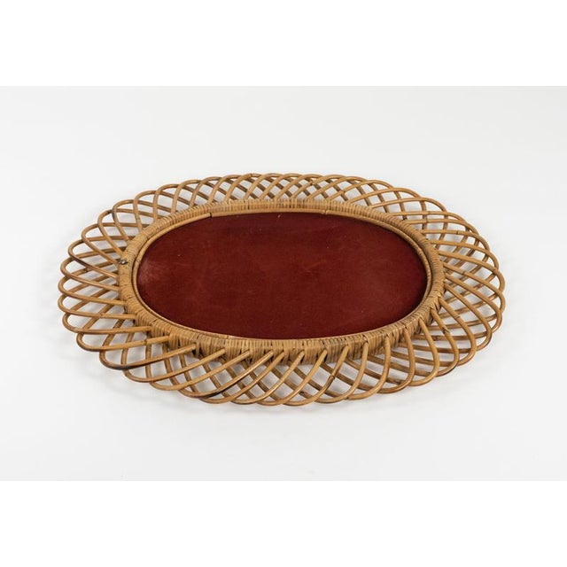 Mid-Century Modern Rattan and Bamboo Oval Wall Mirror by Franco Albini, Italy, 1960s For Sale - Image 11 of 12