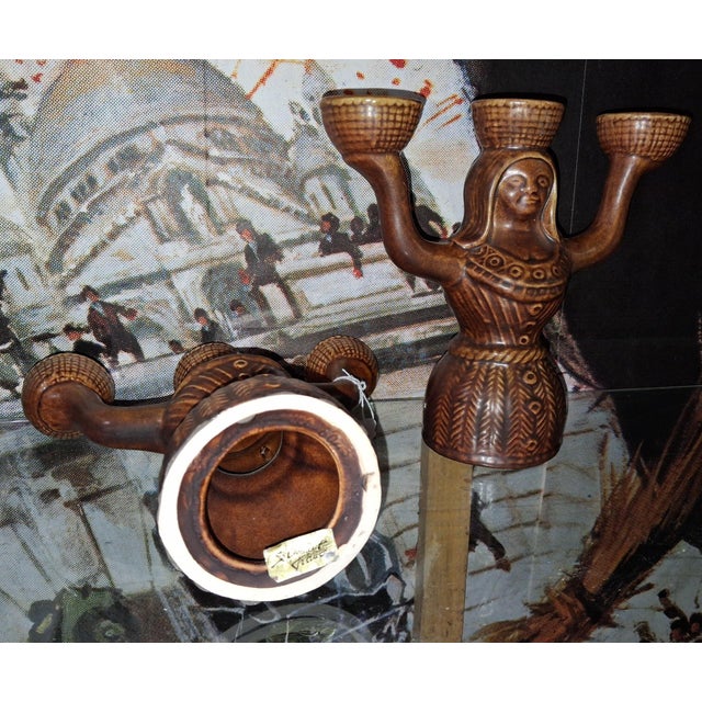1970s Saint-Clément Glazed Ceramic Candlesticks, 1970s, Set of 2 For Sale - Image 5 of 7