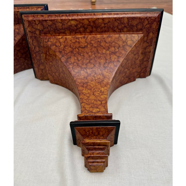 Vintage Traditional Baroque Faux Tortoiseshell Corbel Wall Accent Shelves, a Pair For Sale - Image 4 of 9