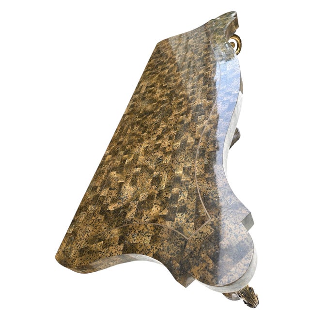 Vintage Henredon Tessellated Stone Console With Sculptural Gold-Tone Scrollwork For Sale - Image 12 of 18