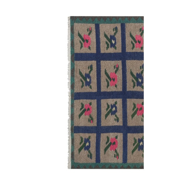 1960s Colorful Vintage Checkered Tulu Rug - Soft Wool Pile For Sale - Image 5 of 12