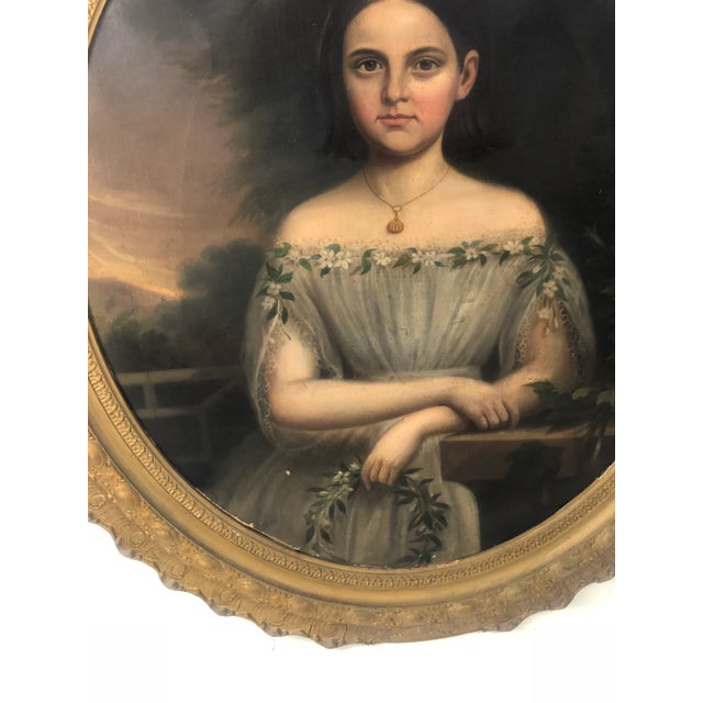 Gold 1810 Realism Oil Painting of Famous Young Girl For Sale - Image 8 of 13
