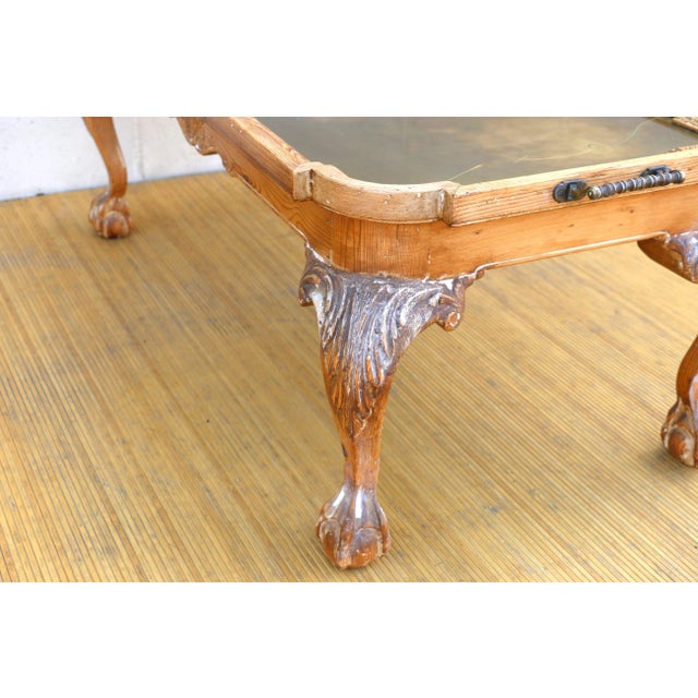 Vintage Chippendale Brass and Pine Tray Coffee Table For Sale - Image 10 of 12