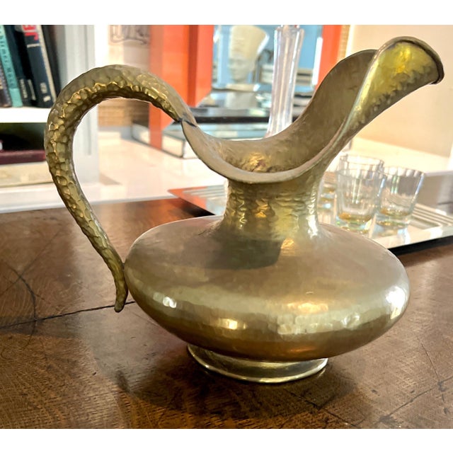A beautifully designed Hammered Brass Pitcher by Italian Designer Egidio Casagrande. The Pitcher is fully functional,...