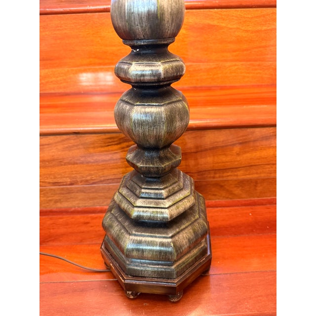 1960s Vintage Hollywood Regency Baluster Table Lamp by Sandel With Fluted Drum Shade For Sale - Image 5 of 8