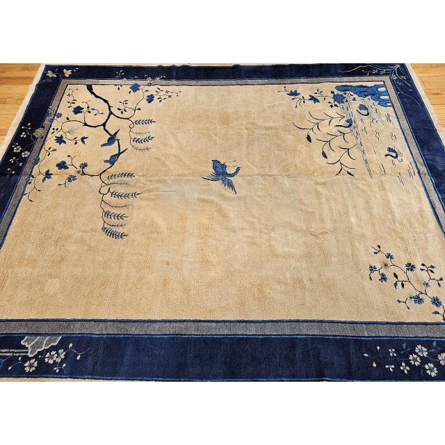 Antique Chinese Peking Rug, Hand-Knotted Wool Pile, Tan Field, 10' x 13' For Sale In Chicago - Image 6 of 18