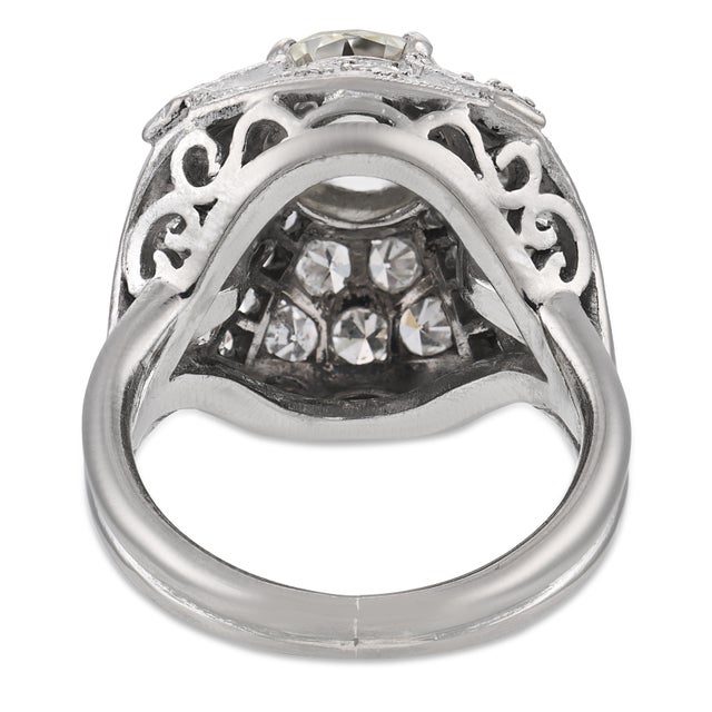 Mid Century Gia 1.80 Carat Diamond 14k White Gold Cocktail Ring, Size 5.25 For Sale In Los Angeles - Image 6 of 6