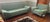 Extremely funky, atomic-style set from the 1950s in classic textured frieze fabric. Features distinct sculpted, tiered...