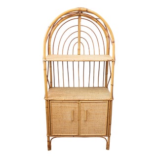 Shelf with Storage in Cane and Rattan, 1960s For Sale