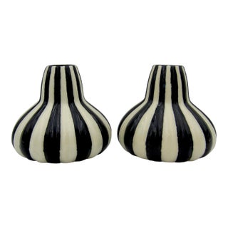 Bauhaus Era Velten Vordamm Art Deco Vase Pair in Black and White For Sale