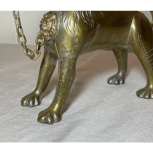 Antique 1800's Bronze Brass Aquamanile Lion Oil Lamp Lighter Temple Lion Statue For Sale - Image 14 of 14