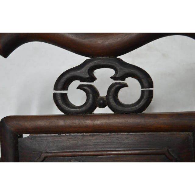 Chinese Yumu Wood Chinese Chair With Hand-Carved Décor and Lacquered Finish For Sale - Image 3 of 9