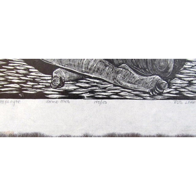 Mid-Century Modern Ruth Leaf "Flute Player" Signed Woodcut Print 2nd State 145/150 Mid Century Art For Sale - Image 3 of 6