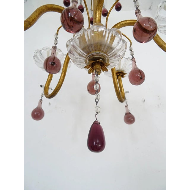 Amethyst French Amethyst Murano Drops Crystal Bobeches Chandelier, C 1920 For Sale - Image 8 of 9