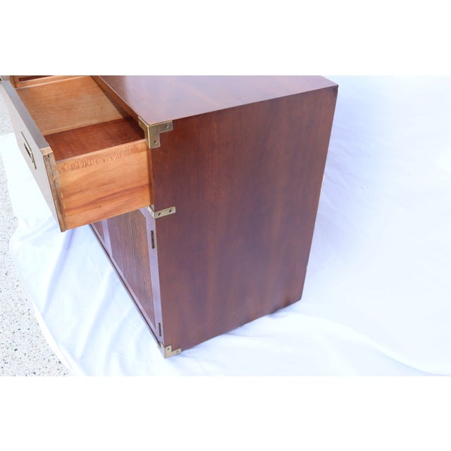 Henredon 1970s Mid Century Henredon Campaign Buffet/Server Tv Stand For Sale - Image 4 of 12