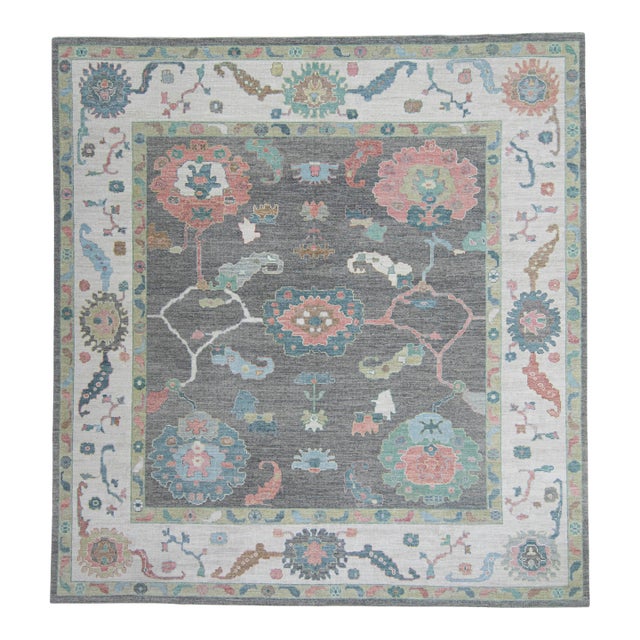 Turkish Oushak Square Rug 11'10" x 12'7" #20319 For Sale