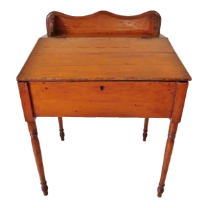 Antique Early American Slant Top Solid Oak Wood Secretary Desk