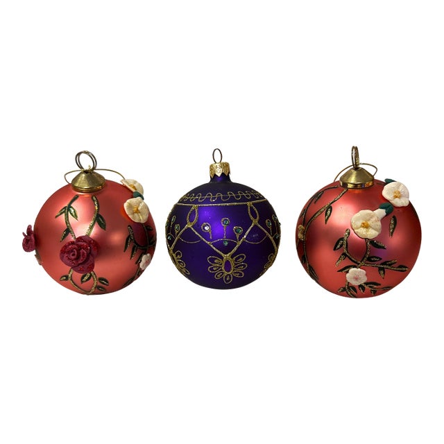Blown Glass Polish Vintage Ornaments - Set of 3 For Sale