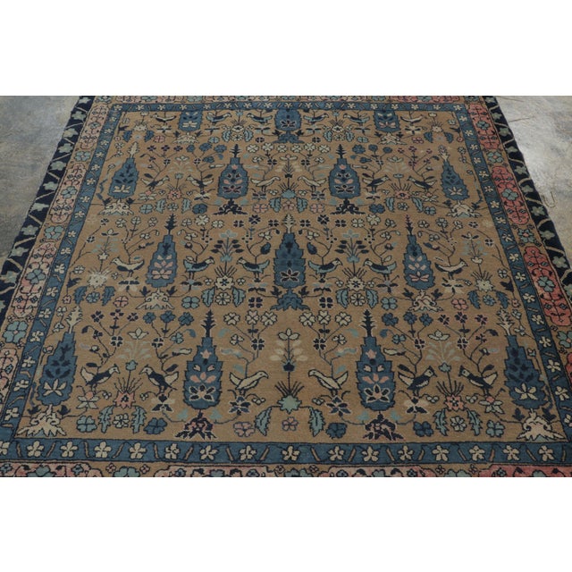 Antique Chinese Ningxia Square Rug Pair With Flora & Fauna Play - Rug & Kilim For Sale - Image 9 of 9