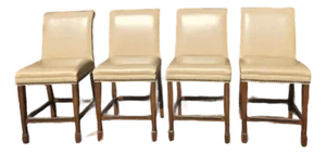 Late 20th Century Hancock and Moore Leather Barstools Set of 4