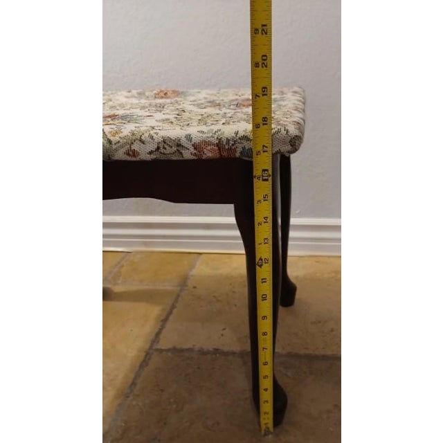 Vanity Bench Mahogany Queen Ann Tapestry Style Piano Foot Stool 2008 For Sale - Image 11 of 17
