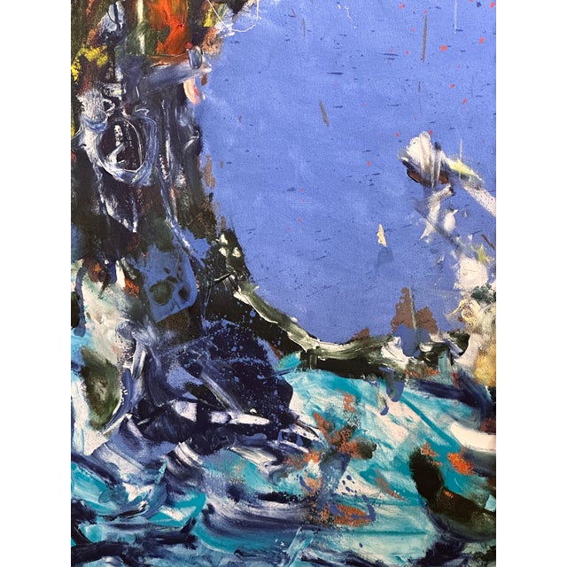 Mid 20th Century Monumental Abstract Mid Century Modern Oil Painting Vintage For Sale In Chicago - Image 6 of 7