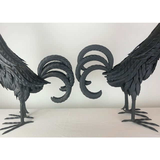 Pair of Vintage Wrought Iron Roosters For Sale - Image 9 of 12