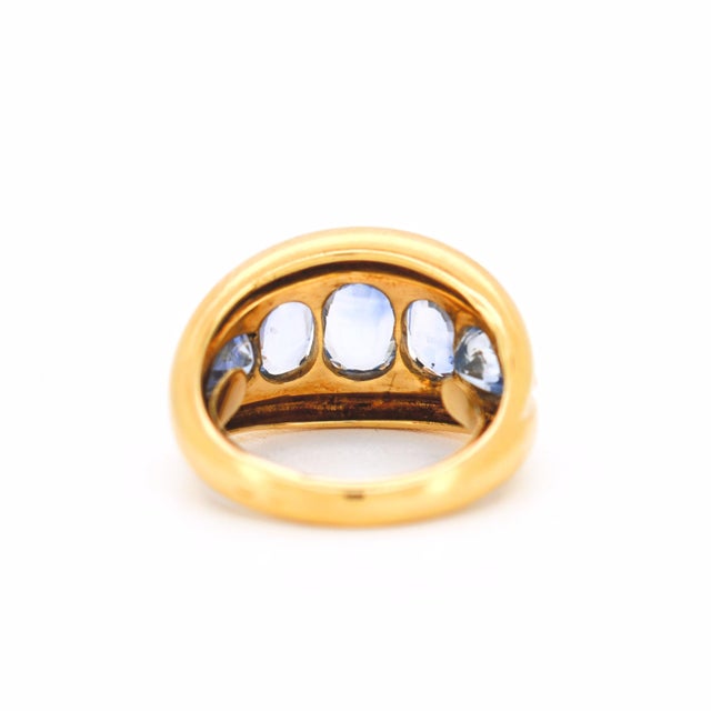 Vintage 1980 Dome Ring, 18-Carat Gold, Natural Sapphires (4 Carats Total), Size 6.25 For Sale - Image 6 of 9