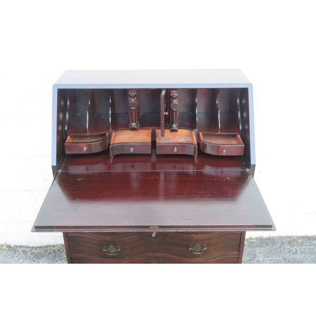 Brown Prays Furniture 1940s Ball and Claw Feet Serpentine Mahogany Secretary Desk 6254 For Sale - Image 8 of 18