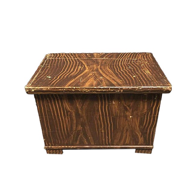 Antique Folk Art Chest with Stripe Motif For Sale