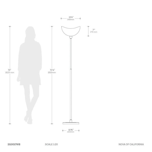 Luna Bella Torchiere Floor Lamp - Matte Black & Gold-Leaf Shade, Weathered Brass, Black Marble Base, Dimmer For Sale - Image 10 of 12