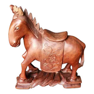 Vintage 1940s Chinese Folk Art Hand Carved Boxwood Horse