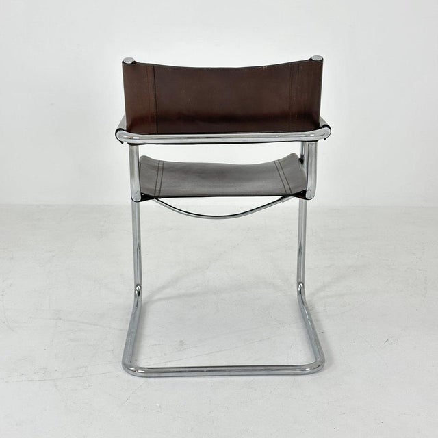 Vintage B34 Dark Chocolate Leather Cantilevered Chair by Mart Stam for Jox Interni, 1980s For Sale - Image 9 of 11