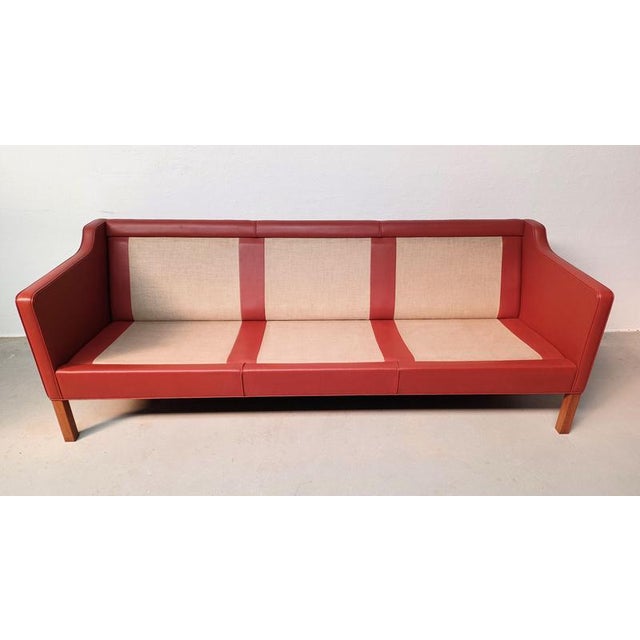 Restored 3 Seater Model 2213 Leather Sofa by Børge Mogensen, 1970s For Sale - Image 11 of 14