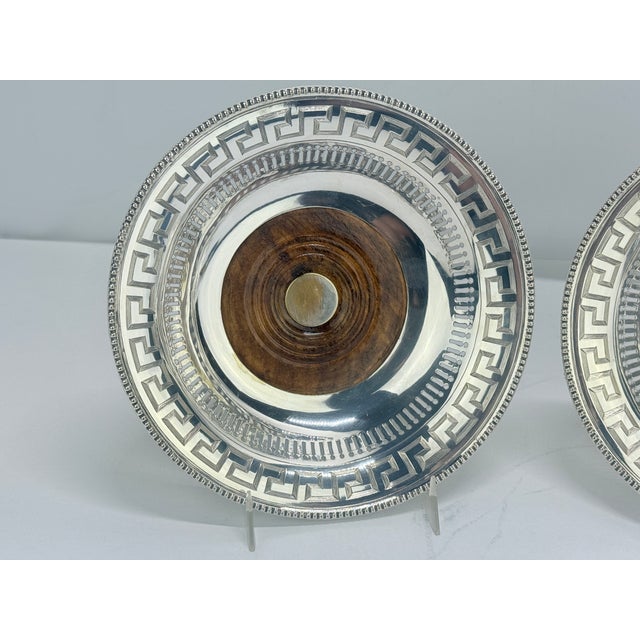 Traditional 19th Century Old Sheffield Plate Regency Greek-Key Coasters - a Pair For Sale - Image 3 of 8