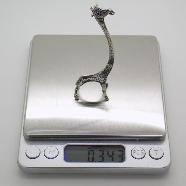 Vintage Italian Handmade Silver Stylized Giraffe with Long Neck, Tuscany, Italy, 1980s For Sale - Image 9 of 11