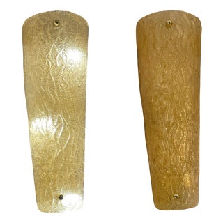 Large Golden Murano Glass Sconces, Set of 2 For Sale