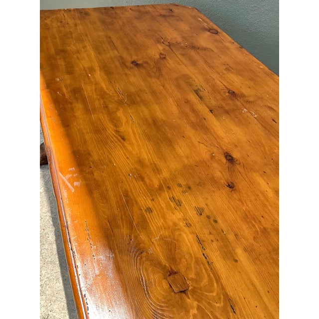 Mid 20th Century Vintage Monumental Rustic Wood and Marble Console Table For Sale - Image 5 of 18