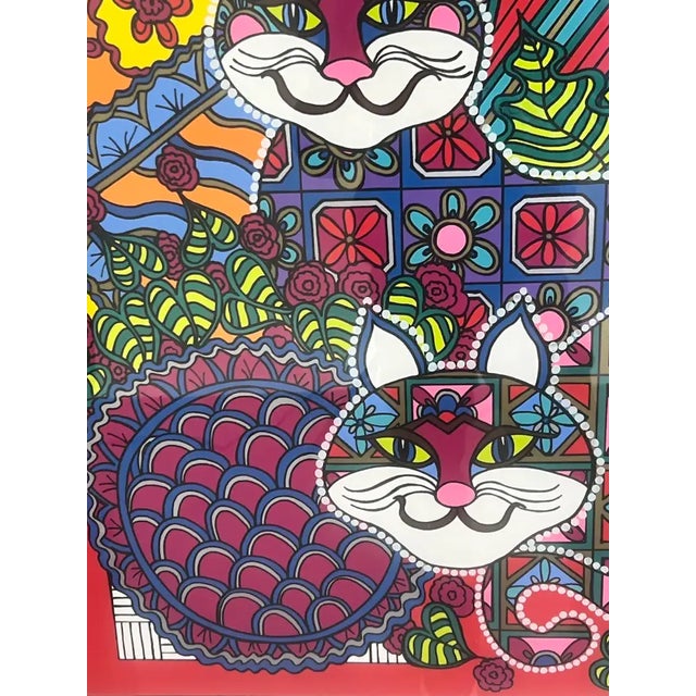 Printmaking Materials Mara Lynn Abboud Calico Cats Screenprint Artist Proof , Signed & Framed 1990's For Sale - Image 7 of 18