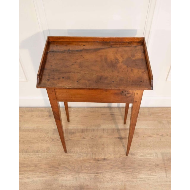 French 19th Century Louis XVI–Style Walnut Side Table with Gallery Top, France For Sale - Image 3 of 10