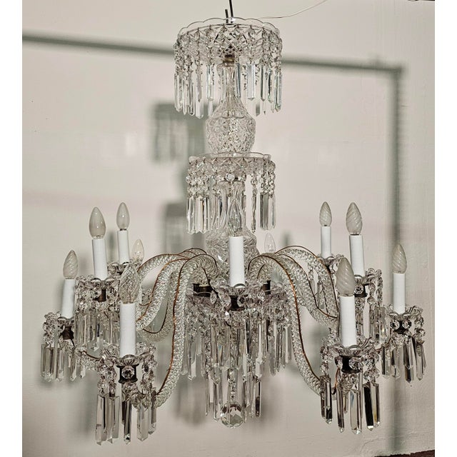 Bohemian Crystal 12-Light Chandelier, 1930s For Sale - Image 18 of 18