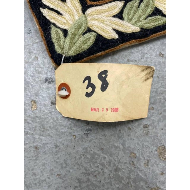 Early 20th Century American Folk Art Hand Sewn Canvas Backed Rug / Tapestry, Floral Pattern #1 For Sale - Image 5 of 18