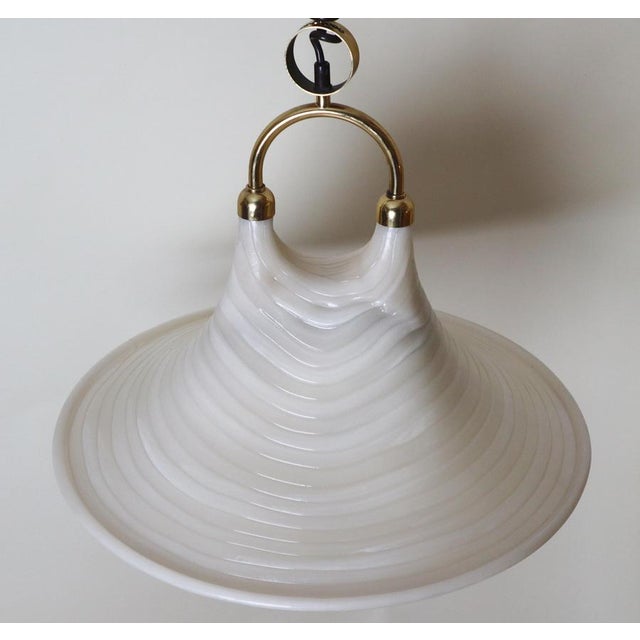Mid-Century Modern White and Gilt Pendant Lamp with Pull Mechanism, 1970s For Sale - Image 6 of 18