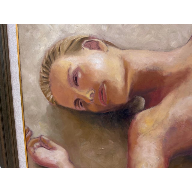 Vintage, gorgeous oil painting of a nude woman. Large scale size stunning piece of art. Signed Andrade on lower left corner.